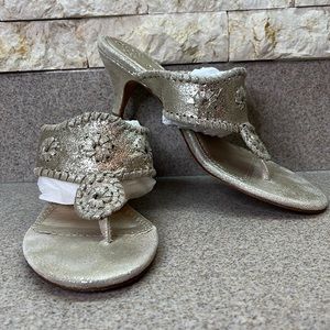 Jack Rogers Gold Soft Suede Kitten Heel Women’s Size 10M Slip on Sandals